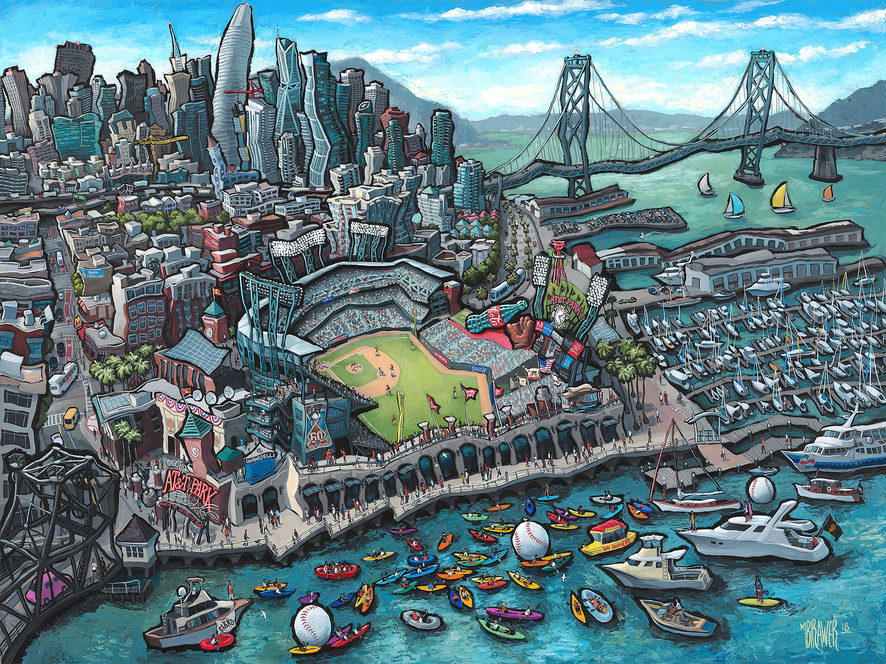 AT&T Park - San Francisco Original Painting - Michael Birawer