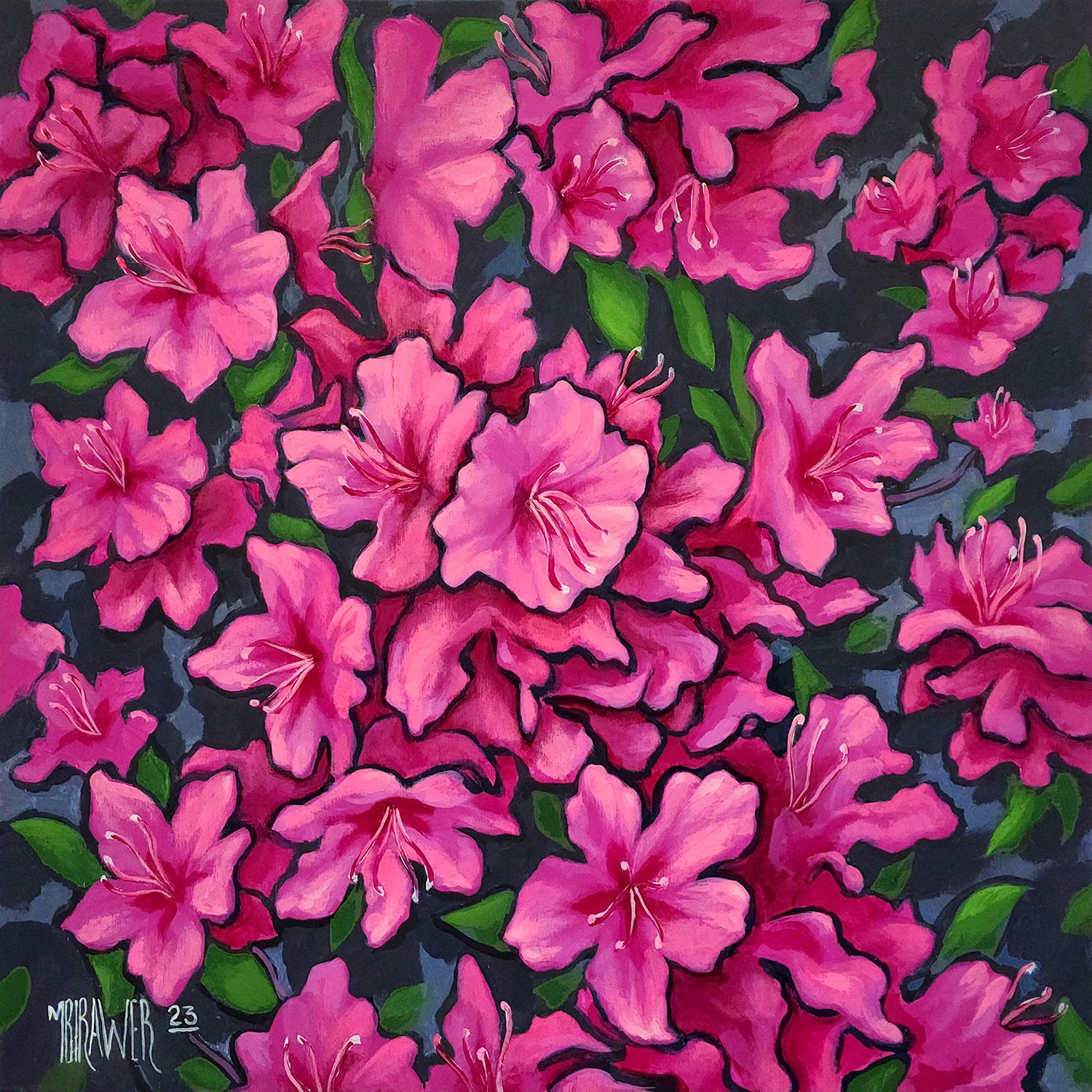 Azaleas In Magenta Original Painting