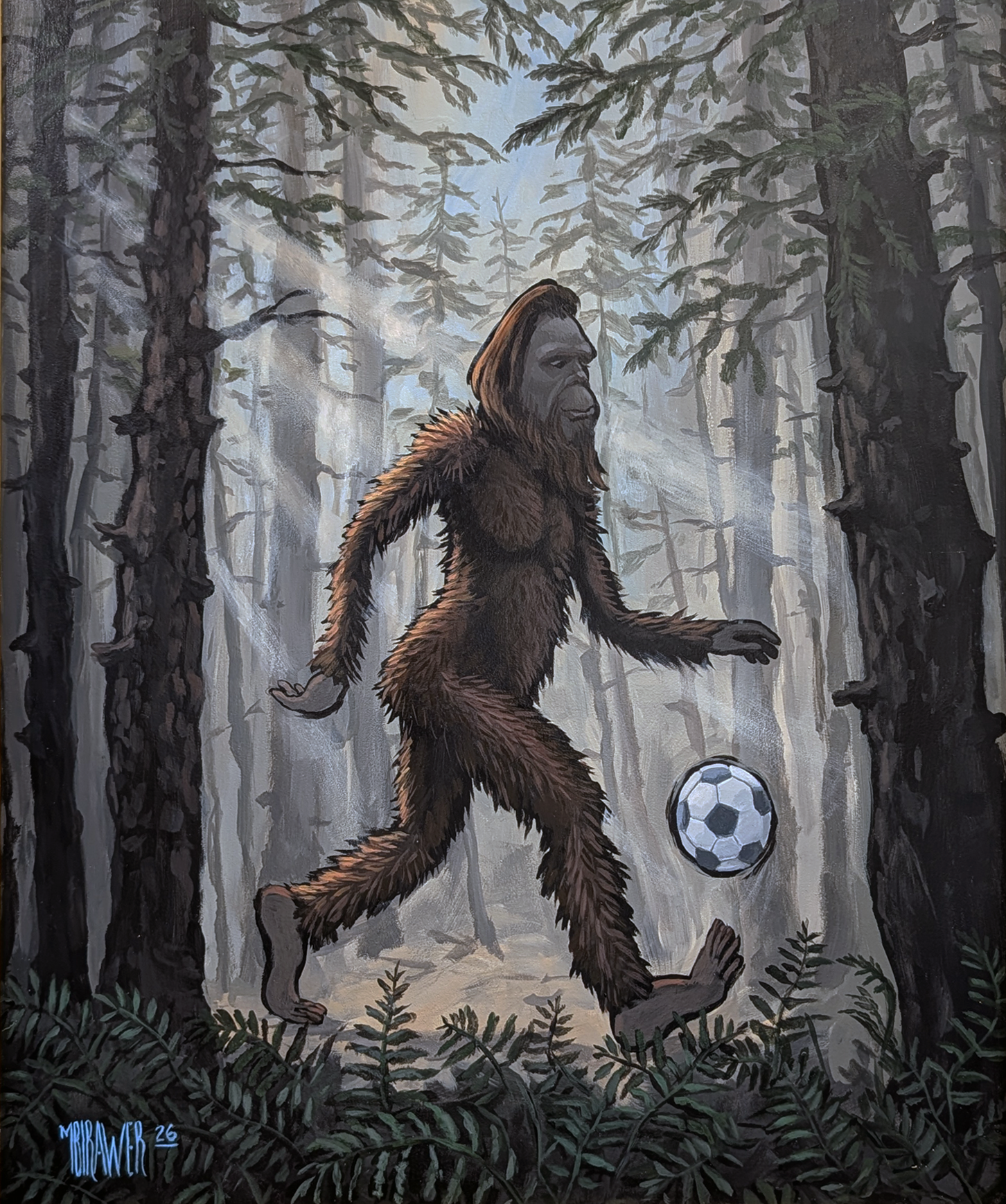 Big Foot on Nature's Pitch - Original Painting   AVAILABLE