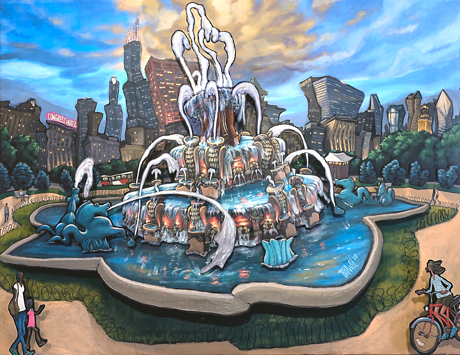 Buckingham Fountain - Original Painting  AVAILABLE