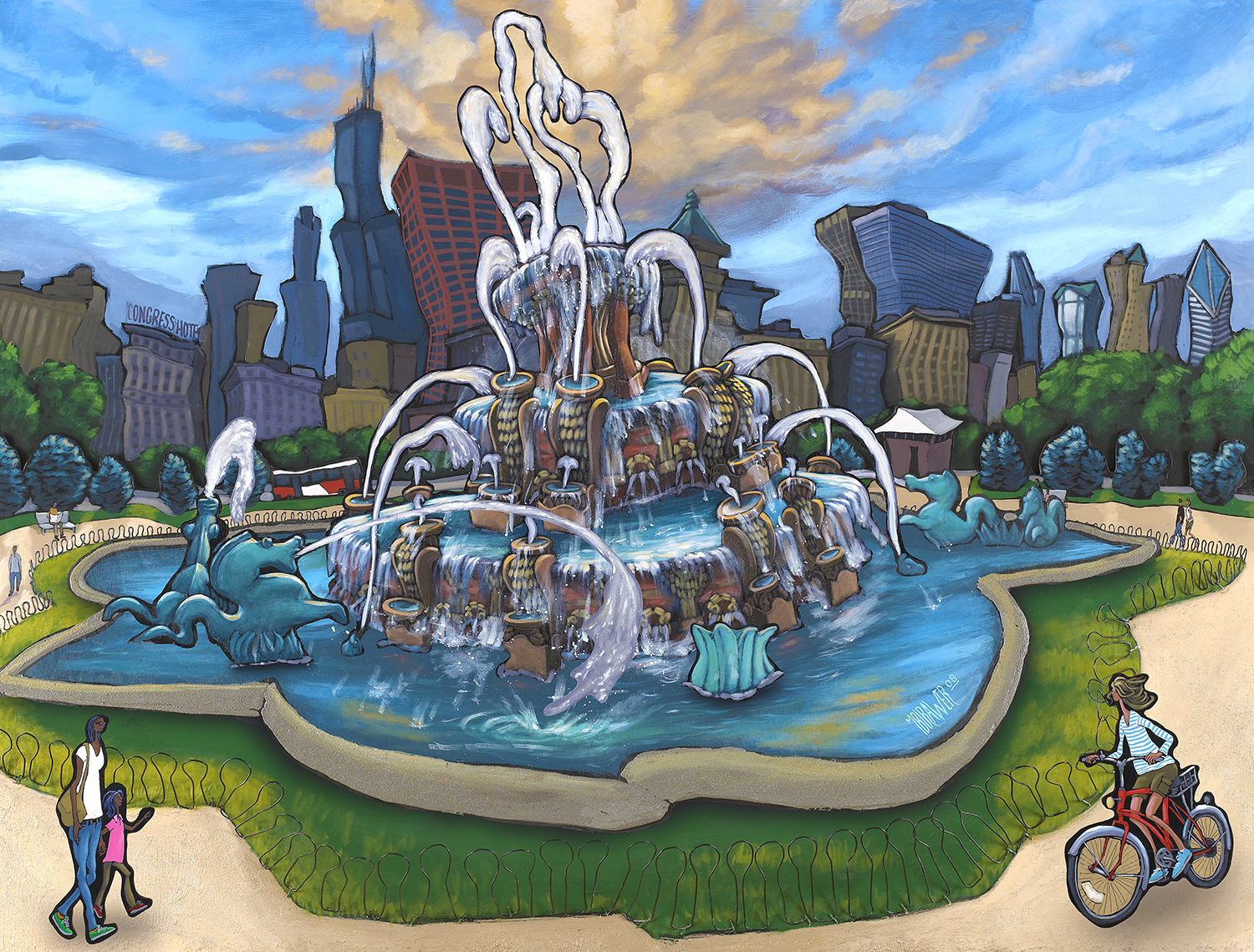 Buckingham Fountain - Original Painting  AVAILABLE