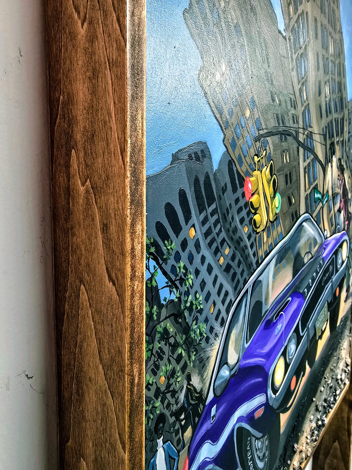 Dodge Challenger In Downtown Detroit - Original Painting AVAILABLE