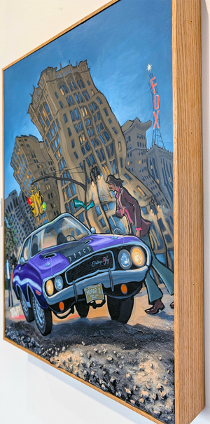 Dodge Challenger In Downtown Detroit - Original Painting