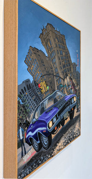 Dodge Challenger In Downtown Detroit - Original Painting