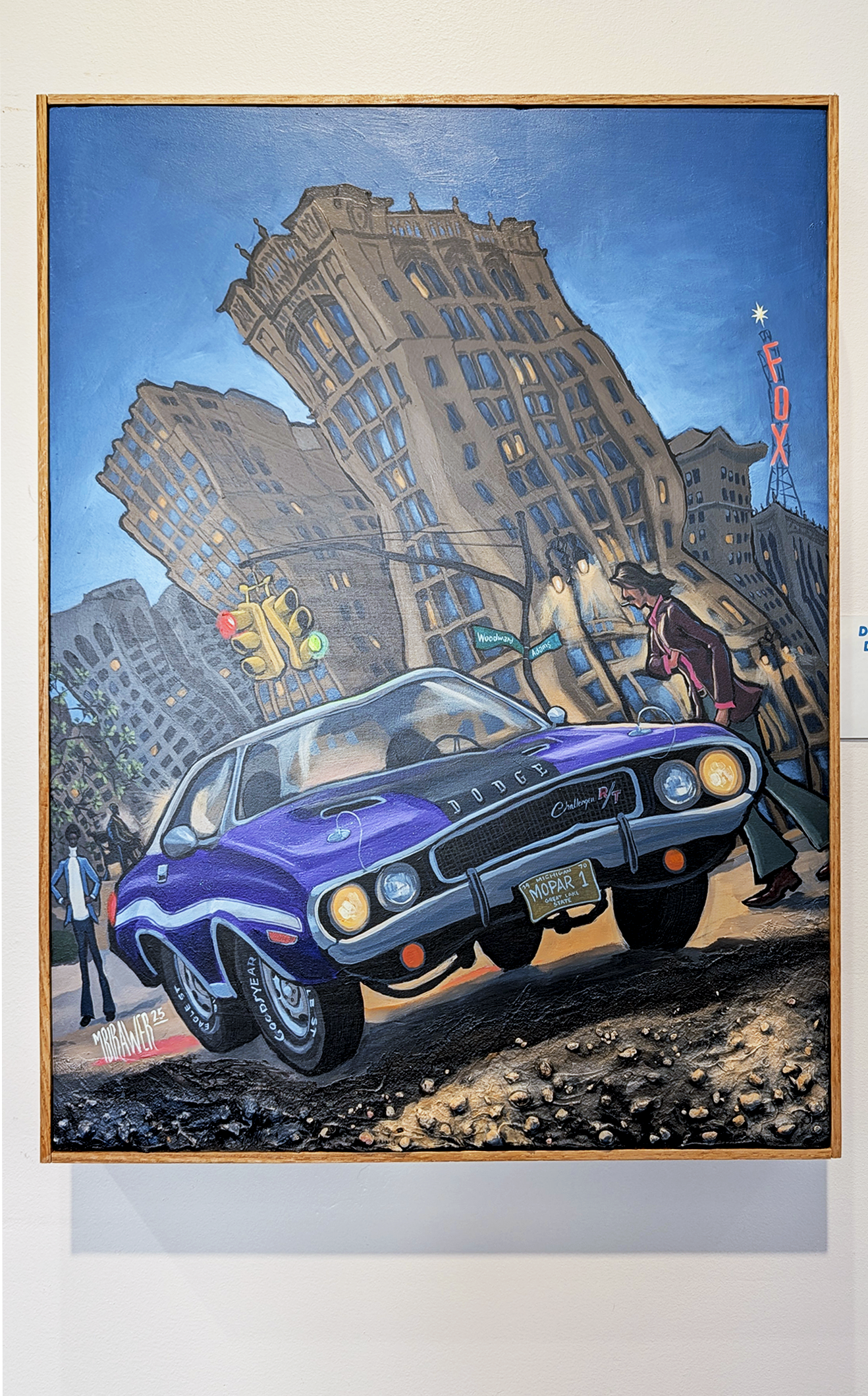 Dodge Challenger In Downtown Detroit - Original Painting AVAILABLE