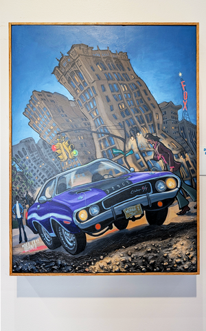 Dodge Challenger In Downtown Detroit - Original Painting