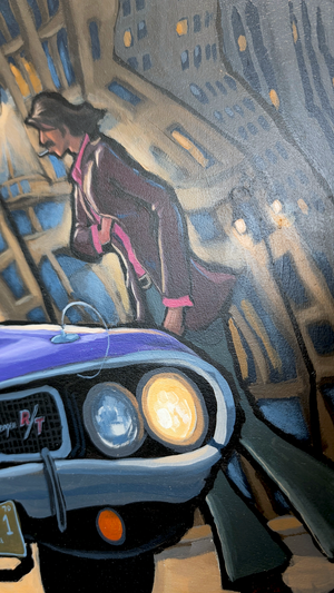 Dodge Challenger In Downtown Detroit - Original Painting
