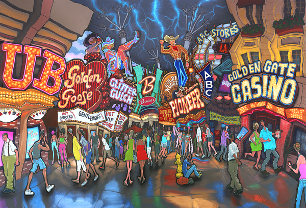 Fremont Street Original Painting - Michael Birawer