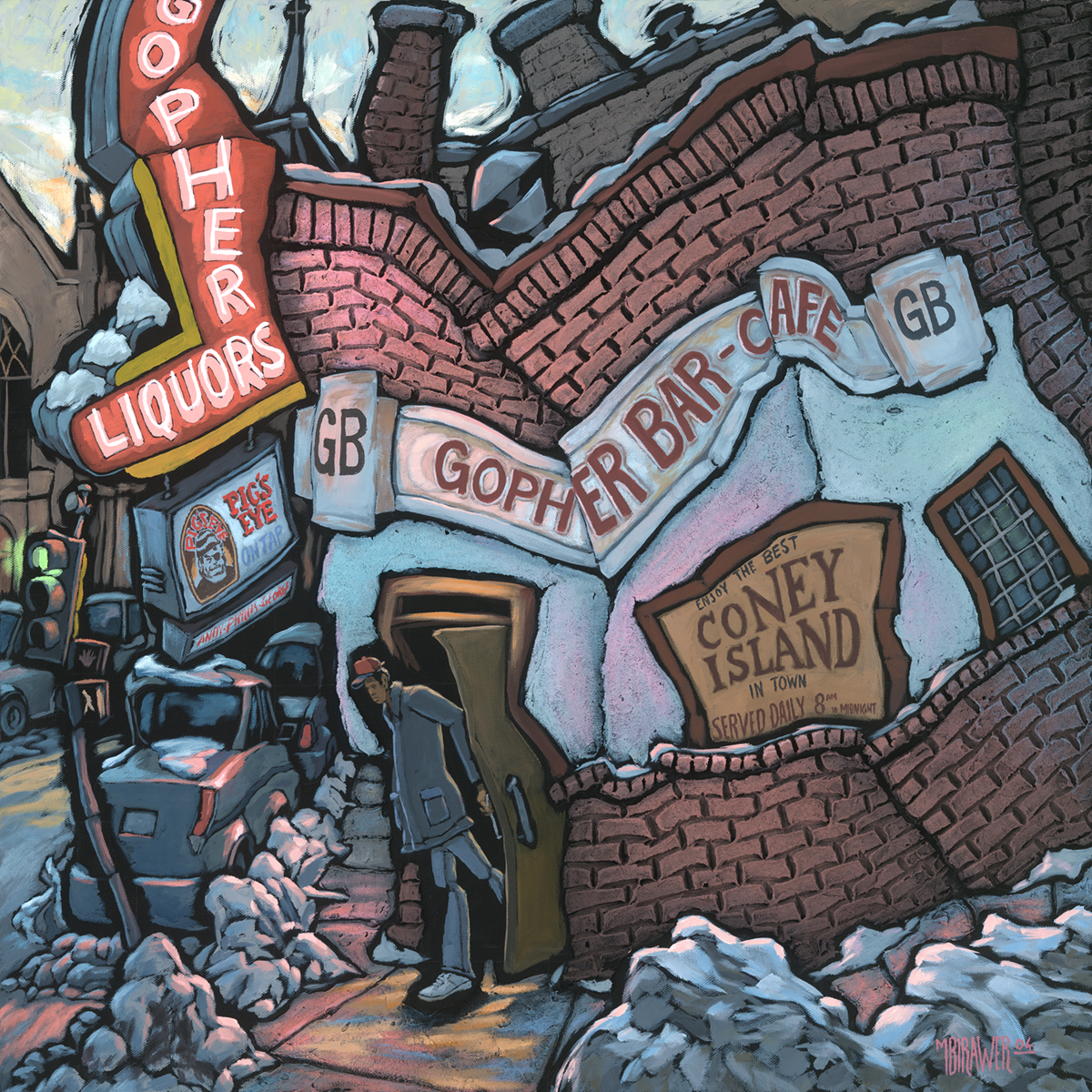 Gopher Bar Menu Gopher Bar Original Painting - Michael Birawer