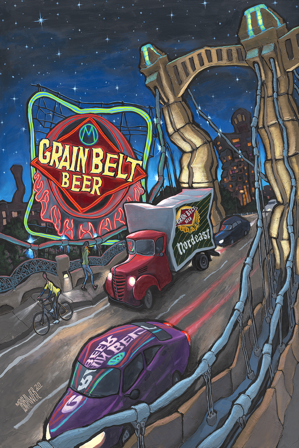 Grain Belt Beer Sign Original Painting - Michael Birawer