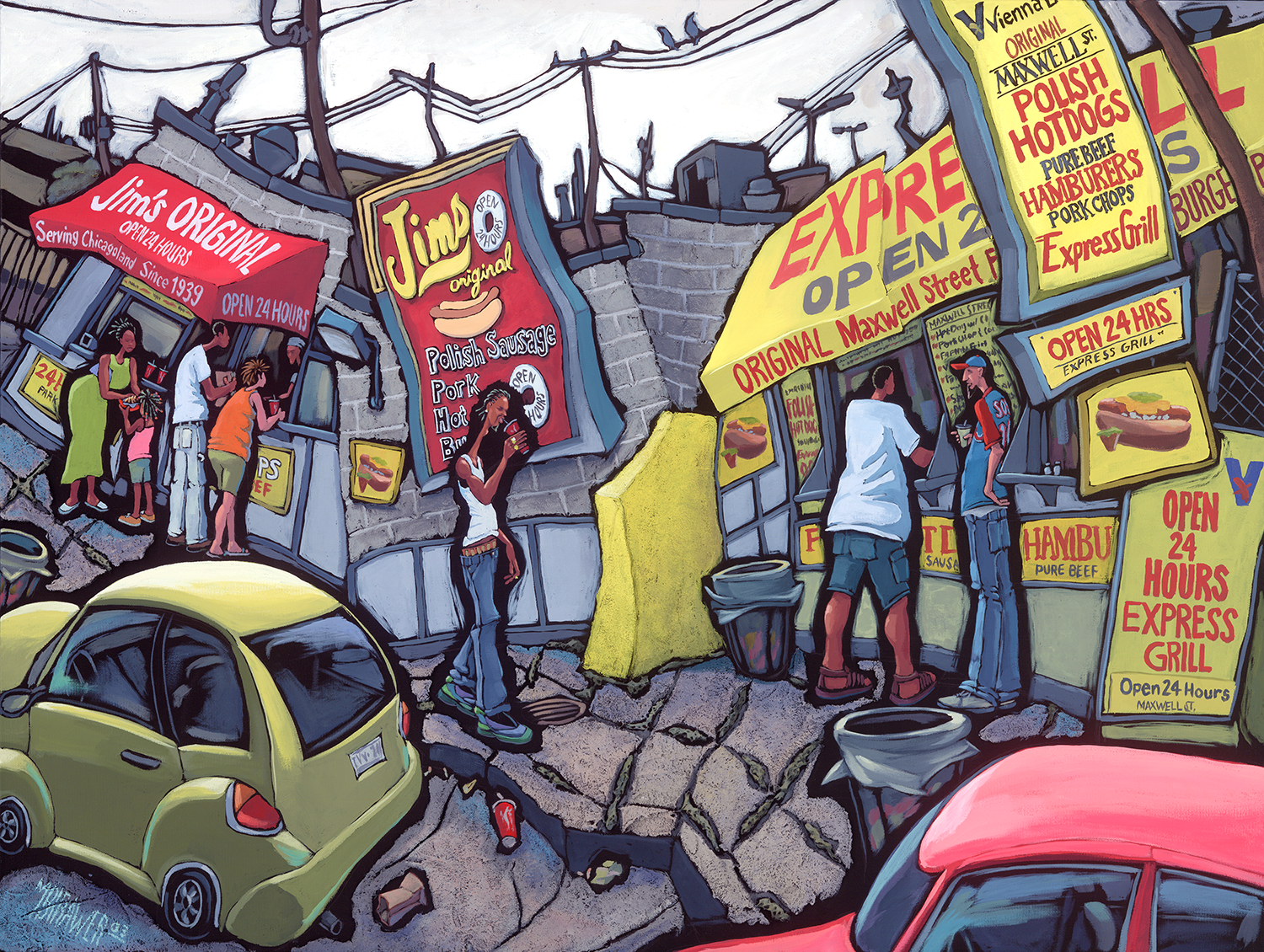 Maxwell Street - Chicago Original Painting - Michael Birawer