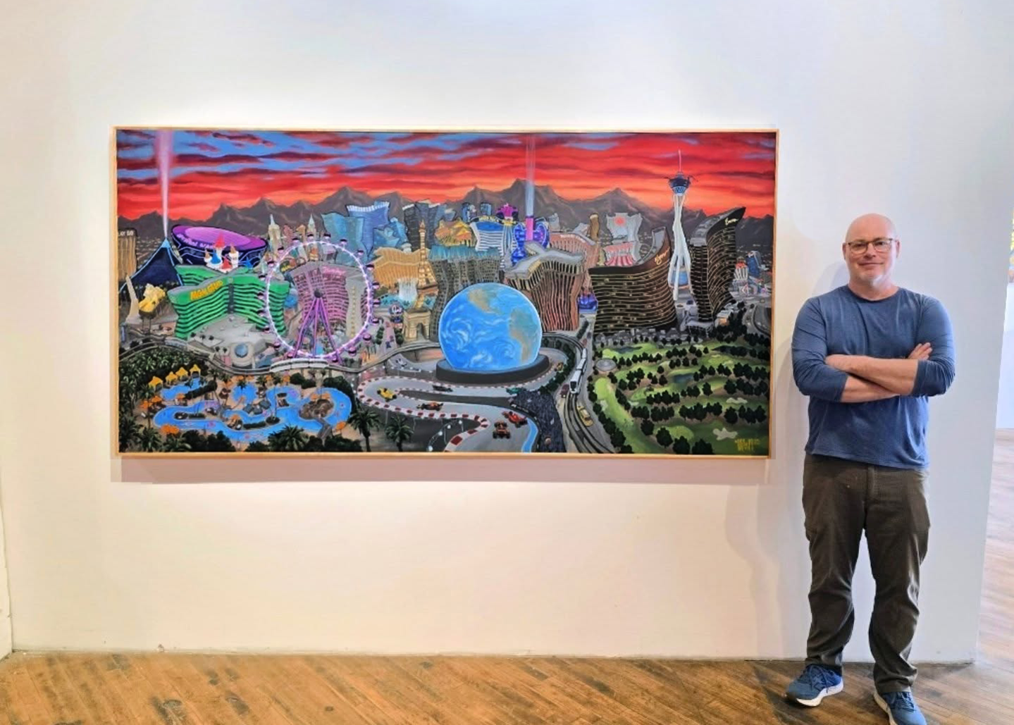 Las Vegas Skyline Original Painting - Michael Birawer Las Vegas Skyline Original Painting - Michael Birawer