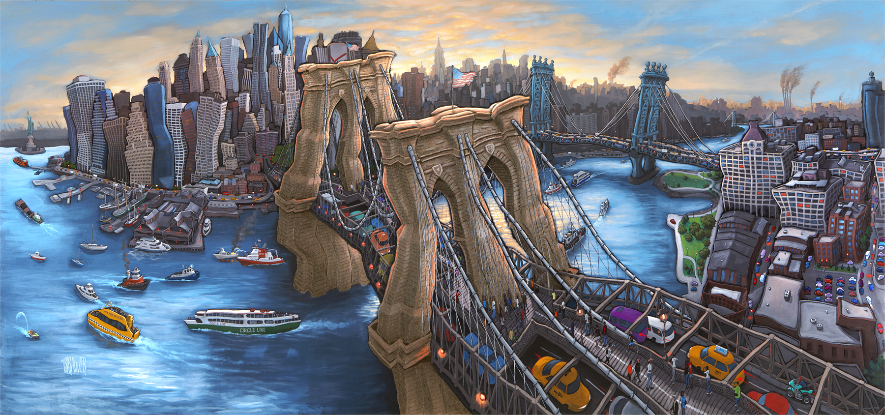 Brooklyn Bridge - New York Original Painting - Michael Birawer
