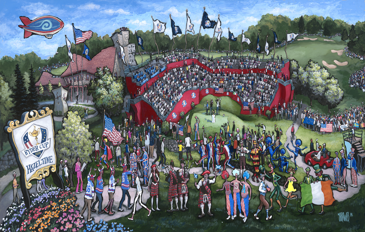 Ryder Cup 2016 Original Painting - Michael Birawer