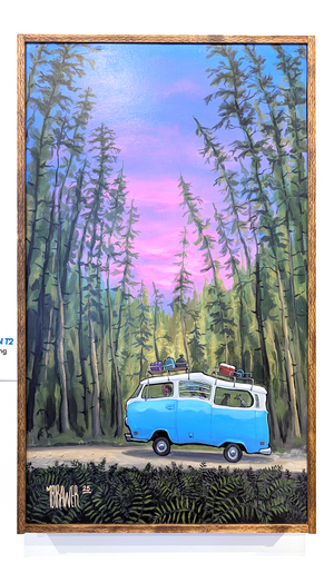 VW T2 In Olympic National Forest - Original Painting  AVAILABLE