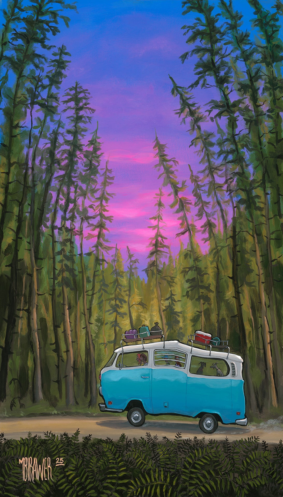 VW T2 In Olympic National Forest - Original Painting  AVAILABLE