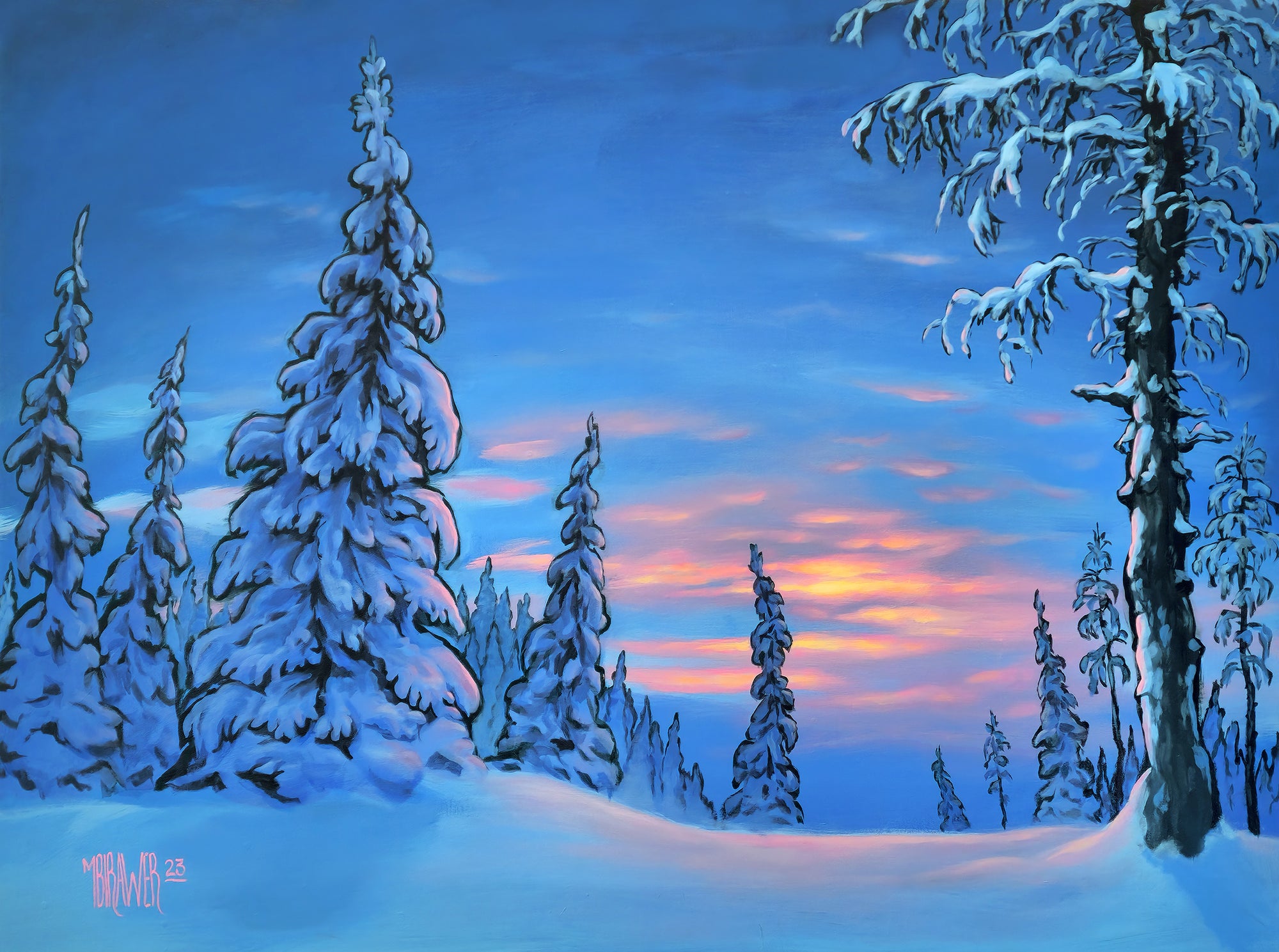 Winter's Last Light Original Painting  AVAILABLE