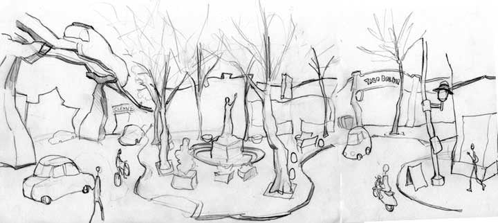 5 Point Cafe original concept drawing sketch