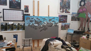 Studio progress shot Museum of Flight painting