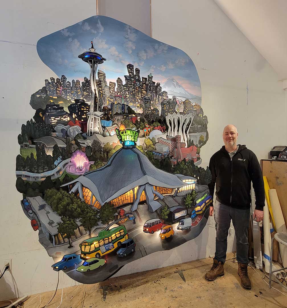 Seattle Center - 3-D Original Painting - AVAILABLE