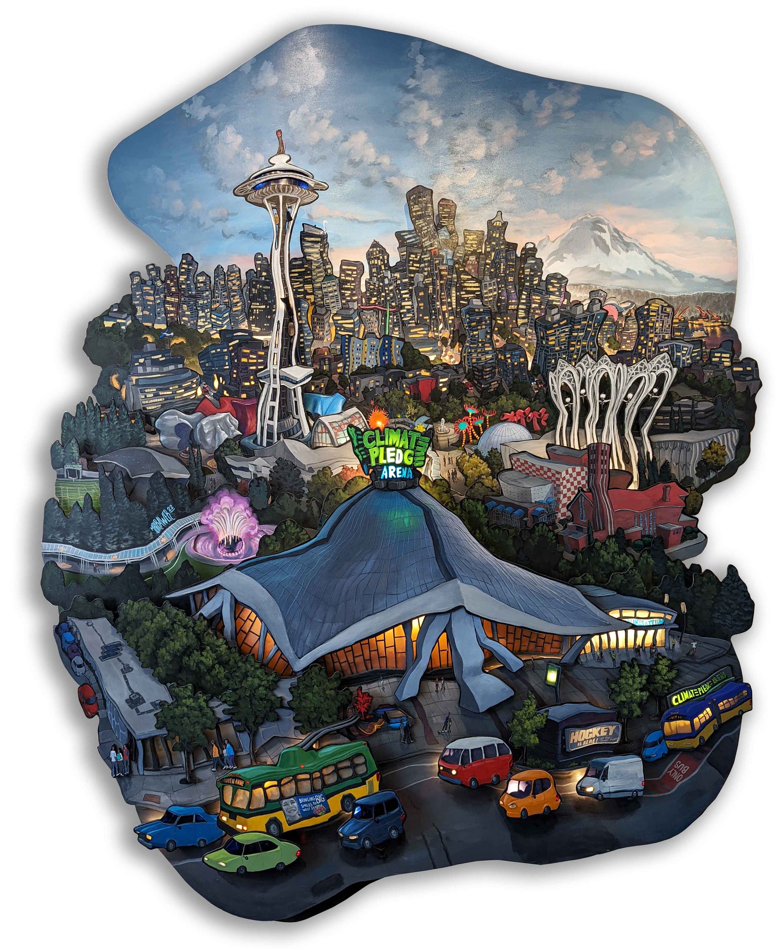 Seattle Center - 3-D Original Painting - AVAILABLE