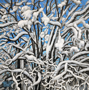 Snowy Tree Abstract Original Painting  AVAILABLE