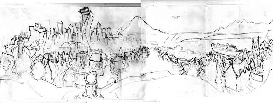 Kerry Park Seattle Concept Drawing