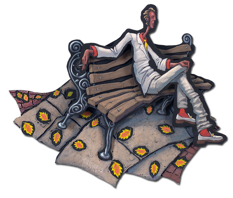 Man on Bench Cutout Painting