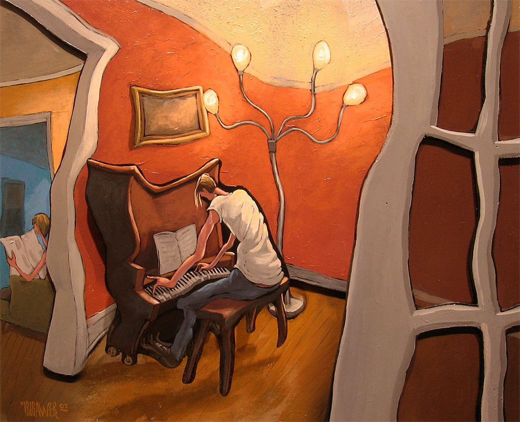 Man Playing Piano Cutout Painting