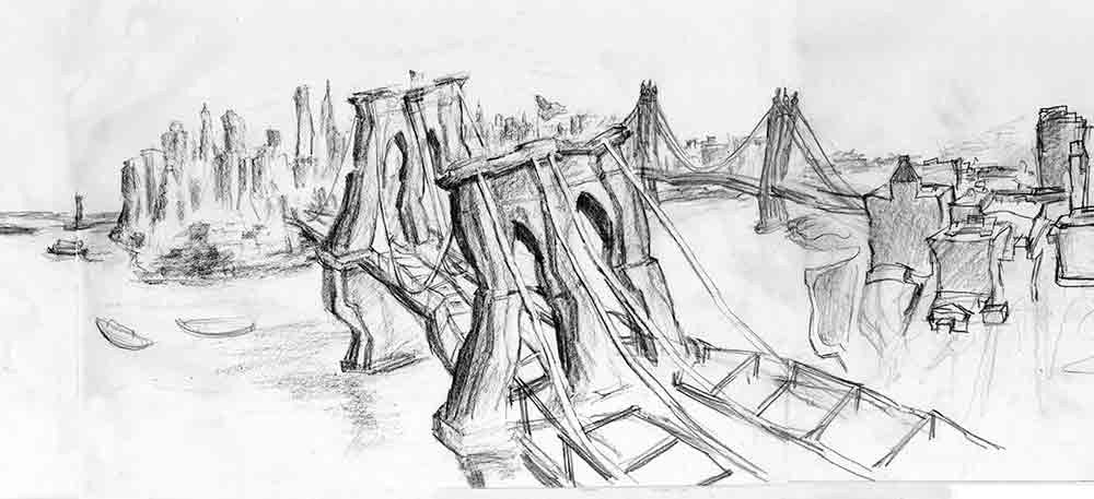 Brooklyn Bridge New York Concept Drawing